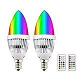 3W Dimmable RGBW LED E12 Candelabra Base Bulb - Lustaled Color Changing C35 LED E12 Chandelier Light Bulbs with Romote Controller for Home Decaration Stage KTV Ambience Lamp (RGB+Daylight, 2-Pack)