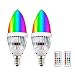 3W Dimmable RGBW LED E12 Candelabra Base Bulb - Lustaled Color Changing C35 LED E12 Chandelier Light Bulbs with Romote Controller for Home Decaration Stage KTV Ambience Lamp (RGB+Daylight, 2-Pack)