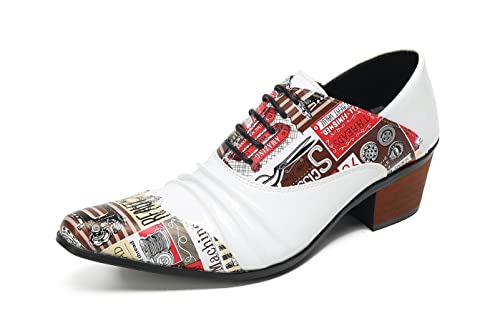 Santimon Plain Toe Genuine Leather Lace-Up Comfort Casual Fashion Novelty Dress Oxfords Shoes for Men Party