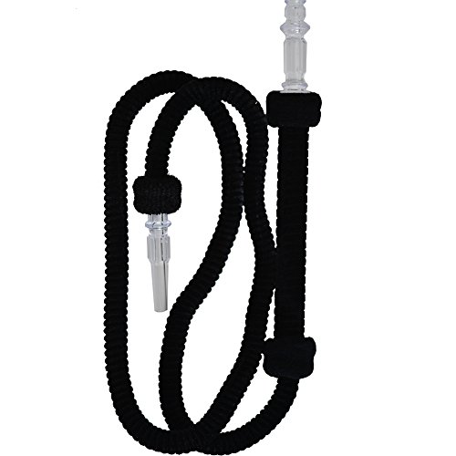 Hookah Hose 6.75ft Washable Hookah Pipe with Detachable Mouth Tips Soft Textile Covering Durable Shisha Hose (Black)
