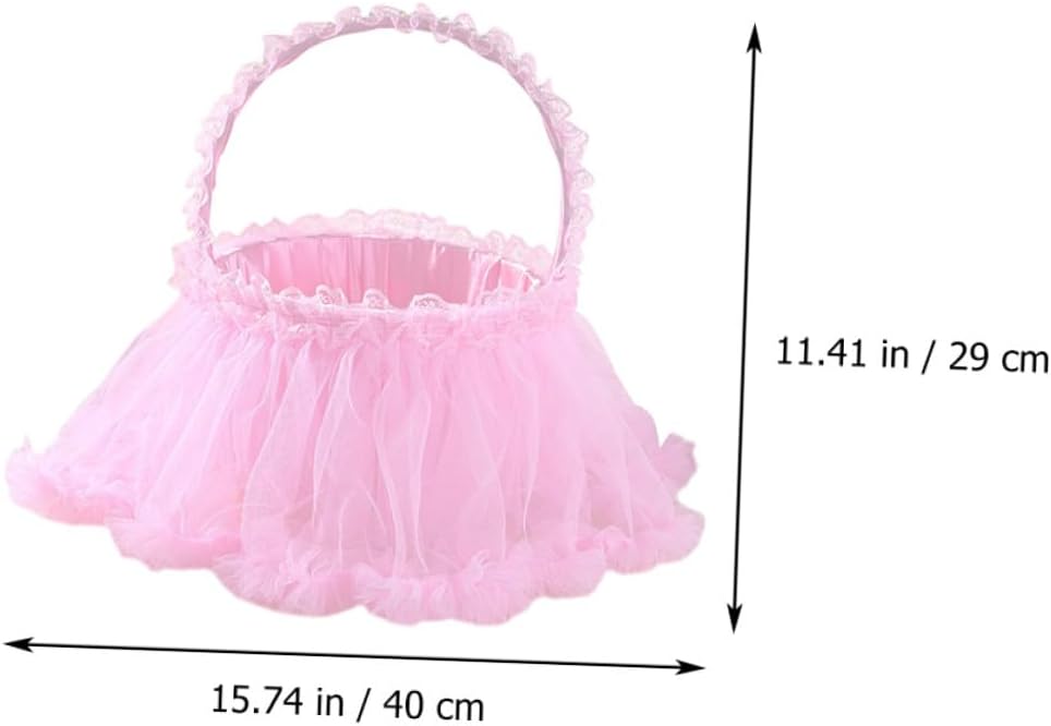 Wedding Lace Flower Basket for Bridesmaids Pink Lace Petal Scattering Basket for Ceremony Supplies