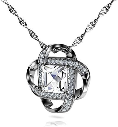 DEPHINI - Crystal Necklace - White Crystal Pendant Birthstone - Branded (CZ) Cubic Zirconia - Fine Jewellery for Women- 925 Sterling Silver - 18" Premium Rhodium Plated Silver Chain - Gifts for Women
