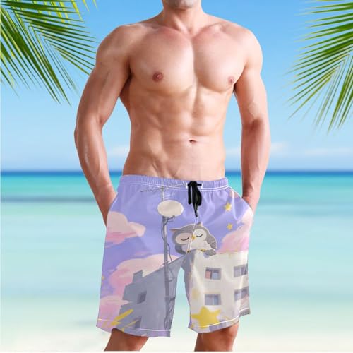 Men's Cute Bird Owl Swim Trunks Shorts Swimwear Beach Board Short Bathing Suits with Pockets3