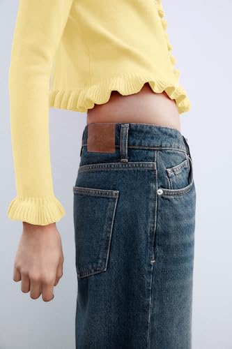 Cioatin Women Y2K Ruffle Knit Open Front Button Down Sweater Cardigan Long Sleeve Crewneck Lightweight Pullover Fall Outfits4