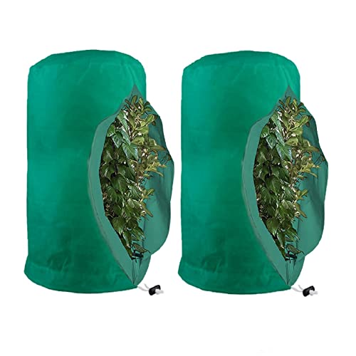 Protector de invierno para plantas en macetas, protección contra heladas, cubiertas de plantas con cremallera y cordón, resistente al desgarro (140x200 cm), color verde Cover