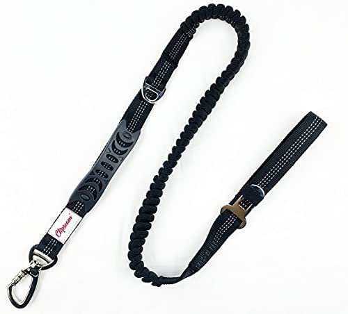 Laisse Anti-Traction pour Grand Chien Anti-Traction (1,20 M) 【Ceinture de sécurité】 Absorption des Chocs + Coutures réfléchissantes + Double poignée (Noir) Cover