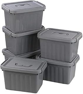 Ordate 6 Litre Plastic Storage Boxes with Lid and Handles, Storage Latching Box, 6 Packs