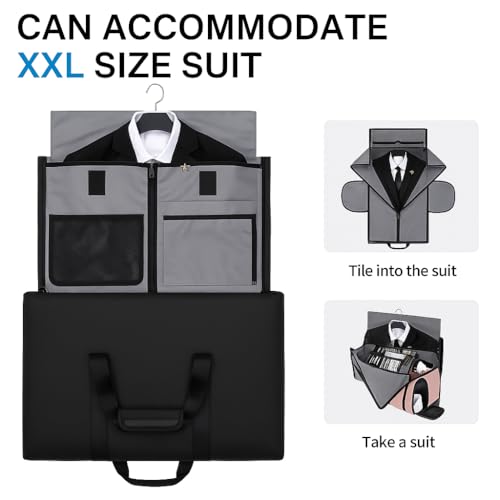 Image of FUOCO Convertible Garment Duffel Bag for Travel - 2 in 1 Suit Carry On Bag Wrinkle Free Clothes Organizer with Shoe Compartment Waterproof Business Travel Bag for Men Women