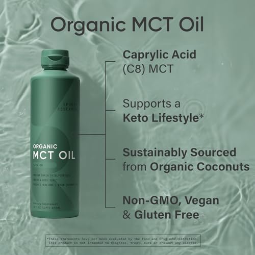 Image of Sports Research Keto C8 Organic Coconut MCT Oil 16oz, Unflavored