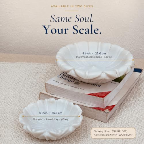 Image of Marble Urli Bowl for Home Decor | Handcrafted Floating Bowl, Decorative Centerpiece for Living Room, Luxury Stone Urli Dish, Pooja Decor & Festive Gift Item (Round Lotus Urli /9 Inch)