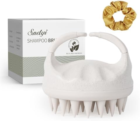 Sndyi Soft Silicone Scalp Massager for Dandruff Removal and Hair Growth - Wet Dry Scalp Exfoliator Brush for Scalp Care - Beige