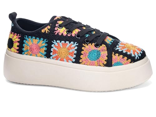 Dirty Laundry Women's Rambling Crochet Sneakers, Black Multi, 7.5