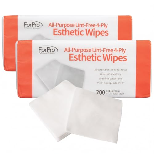 ForPro Professional Collection Esthetic Wipes, 4-Ply, Lint-Free, 200-Count Pack of 2 | 4" x 4" | Non-Woven | Soft &amp; Strong | For Salon &amp; Spa