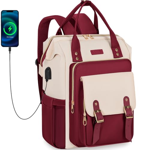 ANILD Travel Laptop Backpack for Women Bag, 15.6 Inch Work Backpack with USB Charging and Port Luggage Strap, Airline Approved Business Work Bag for Nurse College Teacher