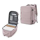 Mochila De Viagem Grande Impermeável, Com Porta Usb, Compartimento Para Sapatos, Bolsa Para Objetos úmidos, Mochila Para Notebook, Mochila Feminina (ROSA CLARO)