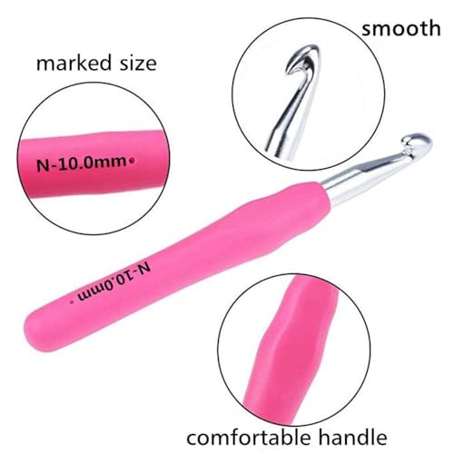 Image of Yarniss Large Ergonomic Crochet Hooks Set 6.5mm 7.0mm 8.0mm 9.0mm 10.0mm, Big Crochet Hooks for Chunky Yarn(5 Size) (Pack of 2)