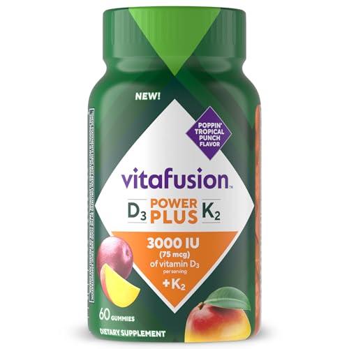 Vitafusion Power Plus Vitamin D3 K2 Gummies | 3000 IU Vitamin D | 60 Count