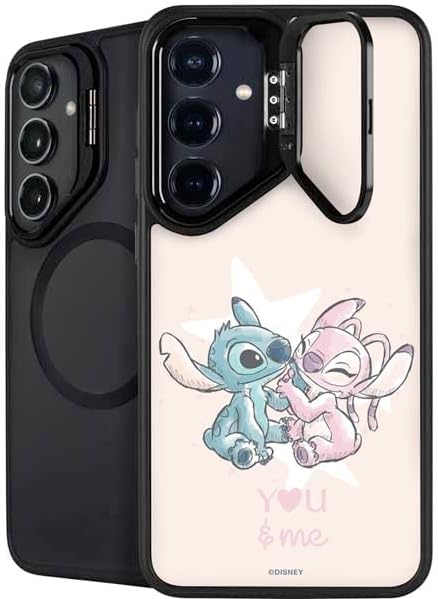 Skinit Kickstand Phone Case Compatible with Galaxy S24 - Officially Licensed Disney Lilo and Stitch Stitch and Angel Design