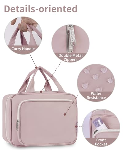 Image of Large Hanging Toiletry Bag Travel Makeup Bag Cosmetic Organizer for Women and Girls (Pink (Medium))