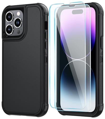 Image of SunStory Compatible with iPhone 14 Pro Case with HD Screen Protector, 3-Layer Heavy Duty Full-Body Cover,3 in 1 Hybrid Protective Case for iPhone 14 Pro 6.1 inch,Black
