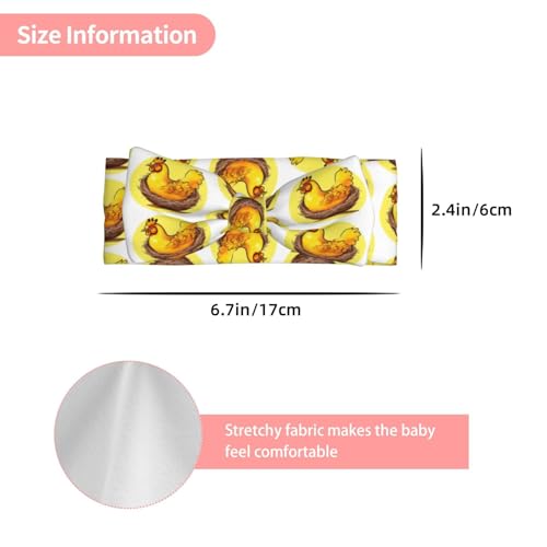 Bird's Nest Golden Chicken Prints Baby Bow Headband - Super Stretchy Soft Bows Hair Accessories for Newborn Infant Toddlers Kids Girls - Elastic and Skin-Friendly3