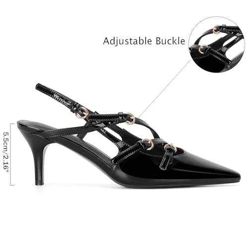 MICIFA Slingback Kitten Heels for Women, Buckle Strap Stiletto Heels Pointed Toe Pump Shoes Dress Work Heeled Sandals4