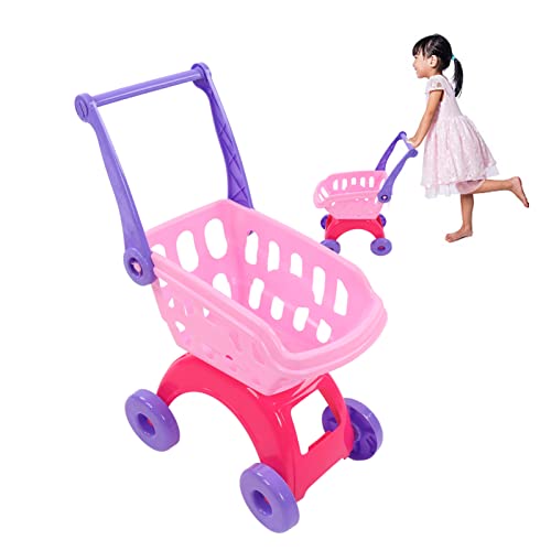 Carrinho de compras para crianças, carrinho de supermercado infantil com comida e acessórios de cozi