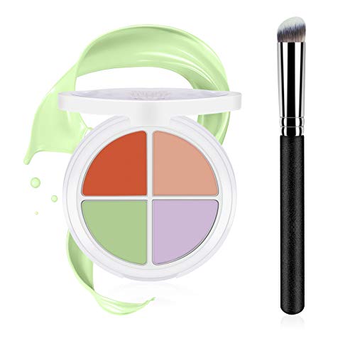 Ownest 4 Colors Contour Concealer Palette,Concealer Cream Foundation Contouring Base Palette Moisturizing Contour Face Cream Highlighter Concealer Palette,with Brush-Set C