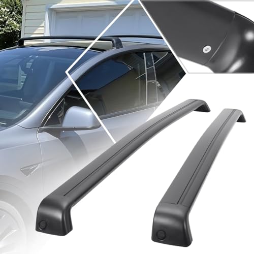 2Pcs Aluminum Top Roof Racks Crossbar Cargo Luggage Carrier Compatible with 20-24 Tesla Y,Black