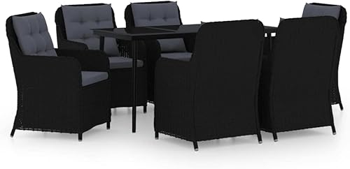 Miniatura 2 de ZQQLVOO Juego de muebles de jardín muebles de patio al aire libre juego de conversación seccional juego de comedor de 7 piezas negro para el hogar