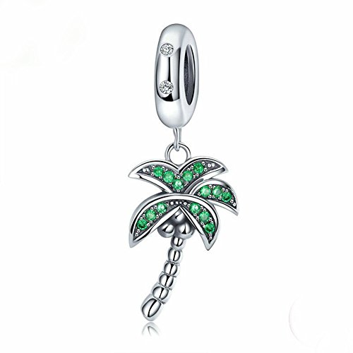 Palm Tree Dangle Charm 925 Sterling Silver Summer Vacation Charm Beads For Bracelet & Necklace #TOP6