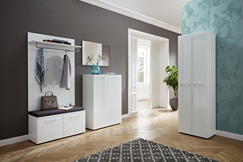 Germania Garderobenpaneel 3763-84 GW-SCALEA | In Weiß mit Glasfront | 97 x 144 x 30 cm - 3763-84 Germania Garderobenpaneel 3763-84 GW-SCALEA | In Weiß mit Glasfront | 97 x 144 x 30 cm