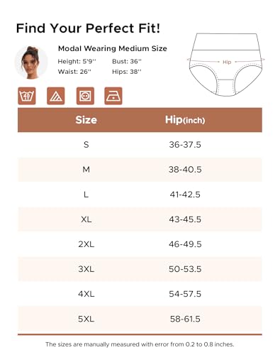 Image of INNERSY Women's High Waisted Underwear Cotton Panties Regular & Plus Size 5-Pack