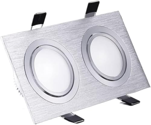 Spot LED encastré Monobloc Robuste, Double Spot Downlight 3000K/4000K/6000K, 110-240V, étanche IP44 (lumière Blanche, 6W) (lumière Neutre 6W)