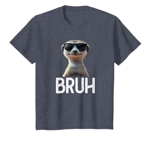 Bruh Meerkat | Funny Meerkat Lover | Meme Lover T-Shirt, Youth, Heather Blue, 4T