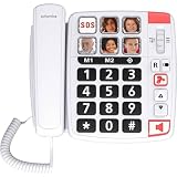 SWISSVOICE - Xtra 1110 - Telefono fisso con filo per anziani - Tasti grandi - 6 tasti di memoria con foto - Suonerie extra forti - Indicatore luminoso - Audio Boost - Compatibile apparecchi acustici