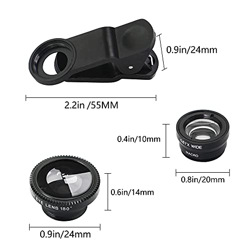 YACSEJAO 3 in 1 Handy-Kamera-Objektiv-Kit Tragbares Handy-Kamera-Objektiv Super-Weitwinkel-Objektiv Makro-Objektiv Fisheye-Objektiv-Clip für Smartphones und Tablet-PC – Bild 3