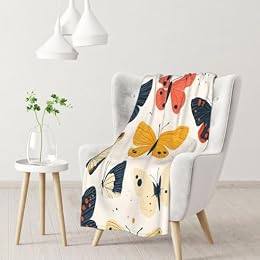 Cafemira Beautiful Butterfly Print Flannel Blanket,Warm Soft Durability Fleece Throw Blankets,Suitable for Bed,Sofa,Camping,Travel,Dorm,All Seasons,Lightweight,Practical Home Decor,40x30 Inch