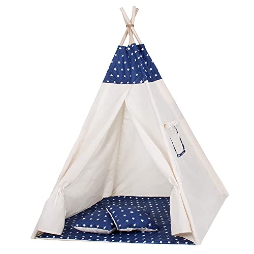 SPRINGOS Tienda de campaña para niños Tipi Cojín de Suelo de algodón 160 x 120 x 100 cm Tienda de campaña para niños
