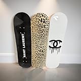 BDTrims 3 Pack Designer-Influenced Pop Art Skateboard Deck Set, Black White and Leopard Print, Premium 7-Ply Maple, Wall Decor, Customization Available