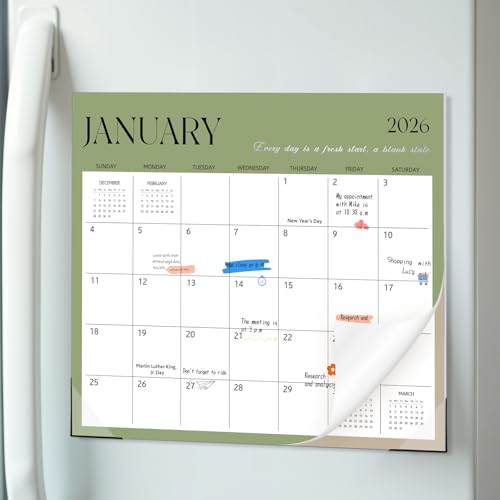 2026-2027 Magnetic Fridge Calendar, 18 Month Fridge Calendar Runs from January 2026 to June 2027 Magnetic Calendars for Refrigerator for Personal Planning and Organizing, Simple Style