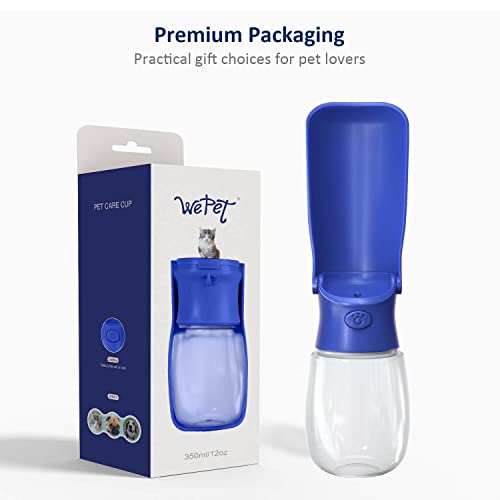 Image of WePet Foldable Portable Dog Water Bottle Puppy Water Dispenser with Drinking Feeder, 12 OZ, High-Temperature Resistant Leak Proof for Pets Outdoor Walking, Hiking, Travel, Food Grade Plastic BPA Free