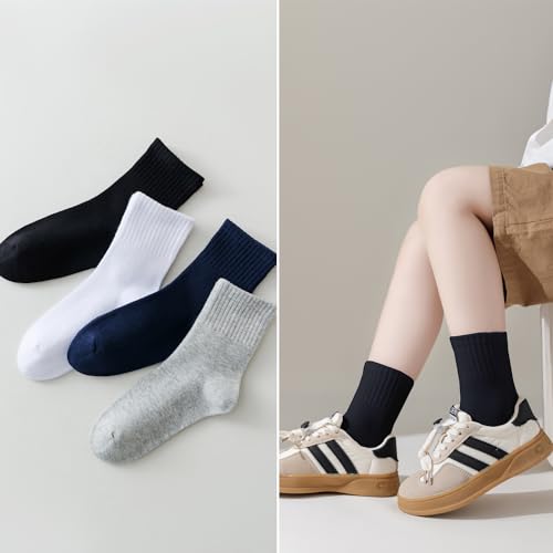 Image of EPEIUS Kids Crew Socks Seamless Cotton Dress Socks for Boys Girls 1-15Y