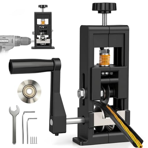 FONCOOD Kabelschälmaschine für 1–25mm Kabel mit Ersatzklinge- Abisoliermaschine, Manuelles Kabelabisoliergerät mit Handkurbel & Bohrer kompatibel, stabile Stahl/ABS Konstruktion, einstellbare Klingen