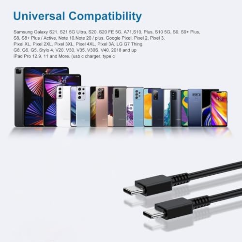 Image of KUZOOM 60W USB C to C Fast Charging Cable, Type C to Type C Cord for Samsung Galaxy S24 /S23 /S22 /S21 /S20, Note 20 /Note 10, Z Fold 3 /4 /5, iPhone 16 Series - Black