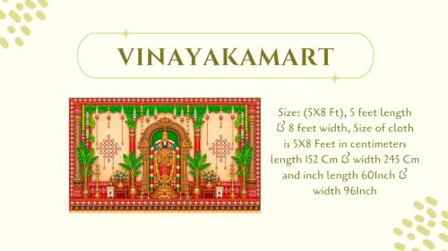 Image of Govinda Backdrop Traditional for Decoration | Lord Venkateswara Traditional South Indian Pooja Curtain Backdrop 5x8 Feet | varalakshmi Pooja Background Decoration Cloth
