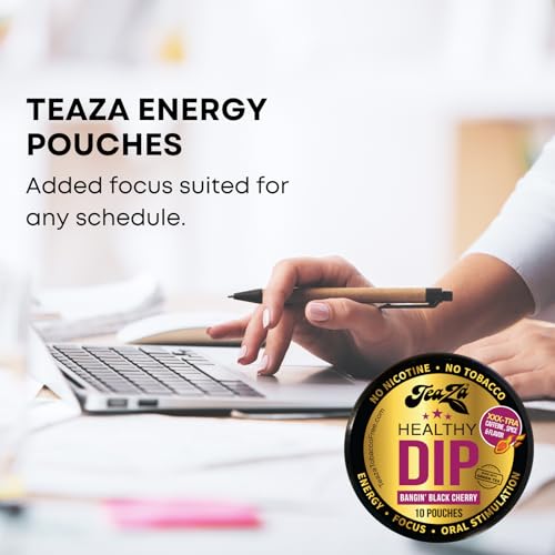 TeaZA Energy Pouches, Healthy Dip Chewing Tobacco Alternative Have More Energy - Bangin\' Black Cherry (1 Puck)