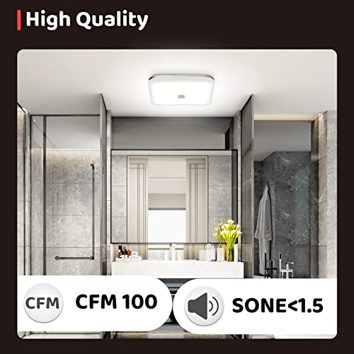 Orein Bathroom Exhaust Fan With Light, 12W Bathroom Fan With Dimmable Light, 100 Cfm, 1.5 Sones Ventilation Fan Combo For Home, Quiet Energy Star Certified And Hvi/Fcc/Etl Listed, White #TOP2