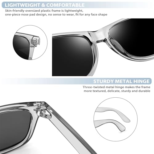 Image of Joopin Square Sunglasses Polarized UV400 Designer Sun Glasses Men Women | Oversized, Plastic Frame, Retro, Vintage, Unisex, Trendy Shades for Driving, Party, Fishing, Business, Costume