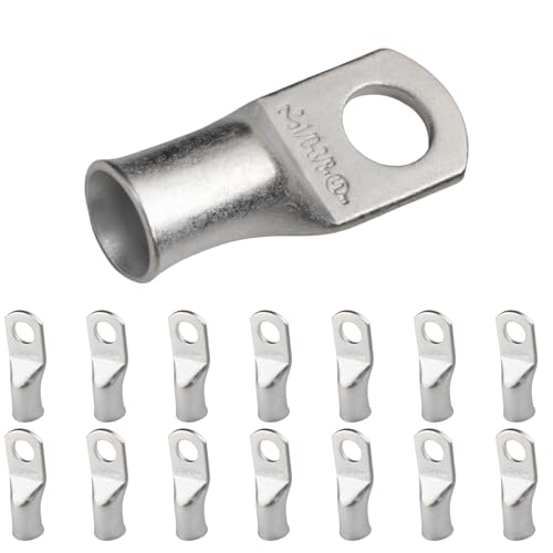 Image of SELTERM 15pcs 1 /0 AWG 3 /8 inch Stud UL Marine Grade Battery Terminal Connectors Tinned Copper Battery Cable Lugs 0 Gauge Wire Connectors Electrical Battery Cable Ends Ring Terminals Tinned Copper Lugs